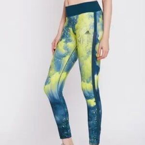 Adidas Women's Vibrant Blue and Yellow Leggings